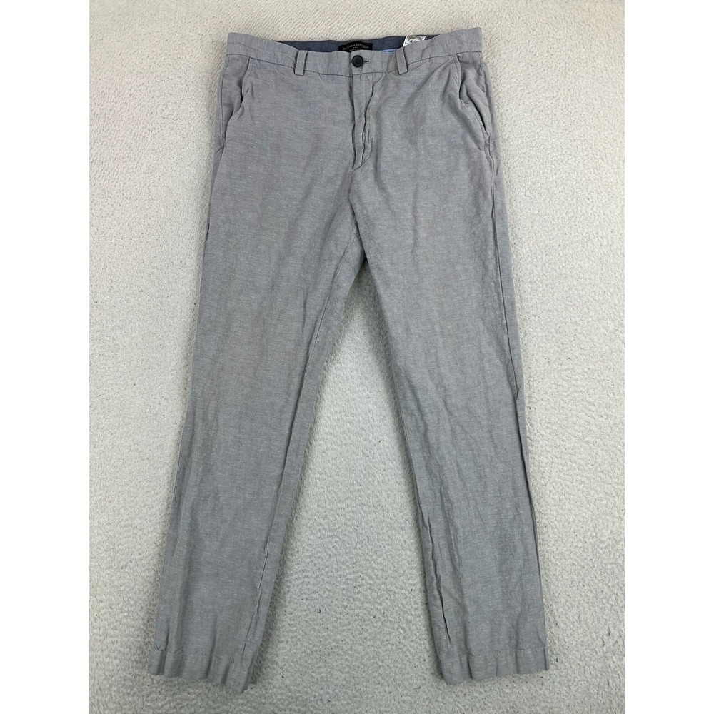 Banana Republic Aiden Chino Pants Mens 32x32 Gray Slim Fit Linen Cotton Casual